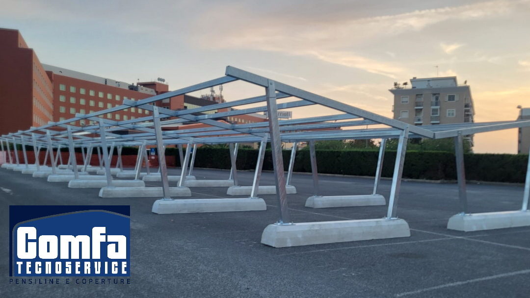 Pensilina fotovoltaica a 2 montanti