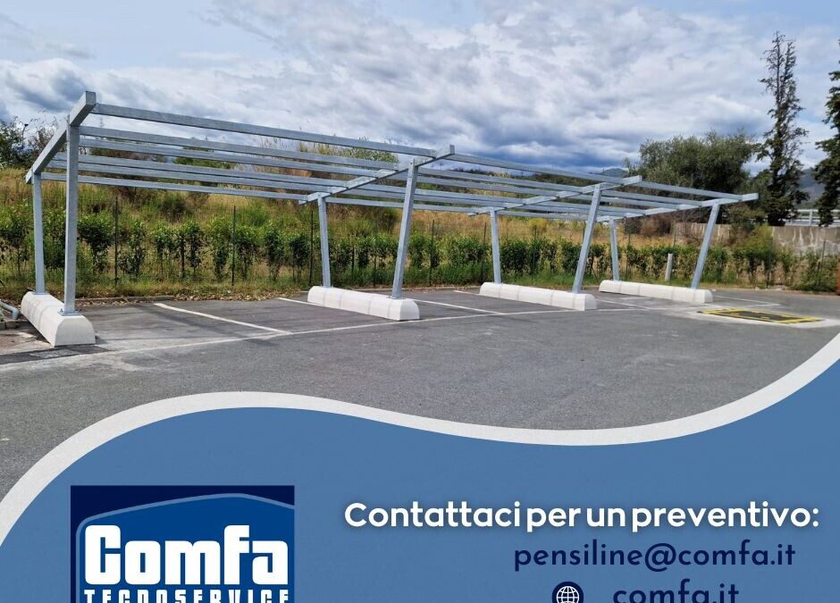 Pensilina Fotovoltaica a 2 Montanti di COMFA Tecnoservice: sostenibilità e personalizzazione